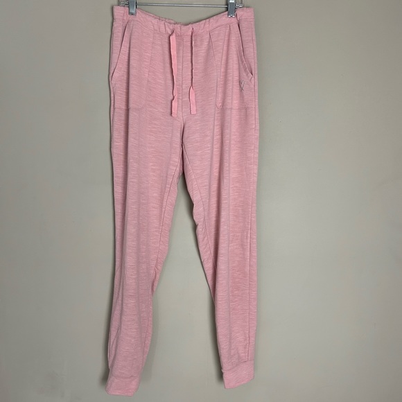 Victorias Secret Pink Jogger Sweatpants Silver Heart Size Small - Picture 1 of 6